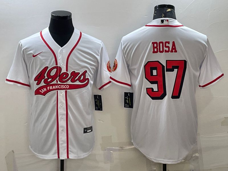 Men San Francisco 49ers 97 Bosa White 2022 Nike Co branded NFL Jerseys